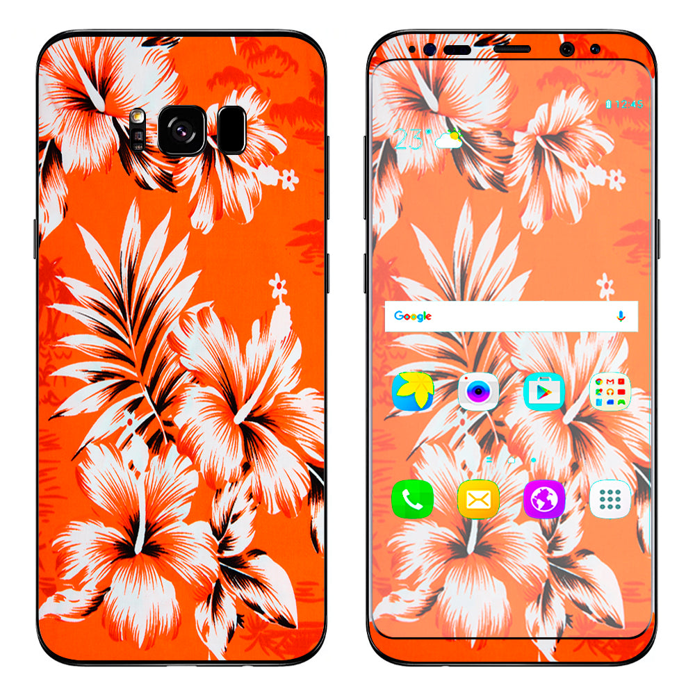  Orange Tropical Hibiscus Flowers Samsung Galaxy S8 Plus Skin