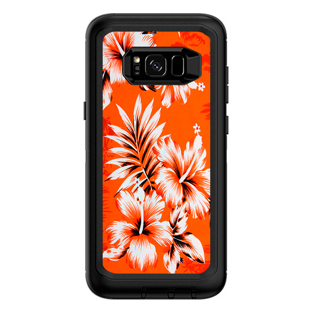  Orange Tropical Hibiscus Flowers Otterbox Defender Samsung Galaxy S8 Plus Skin