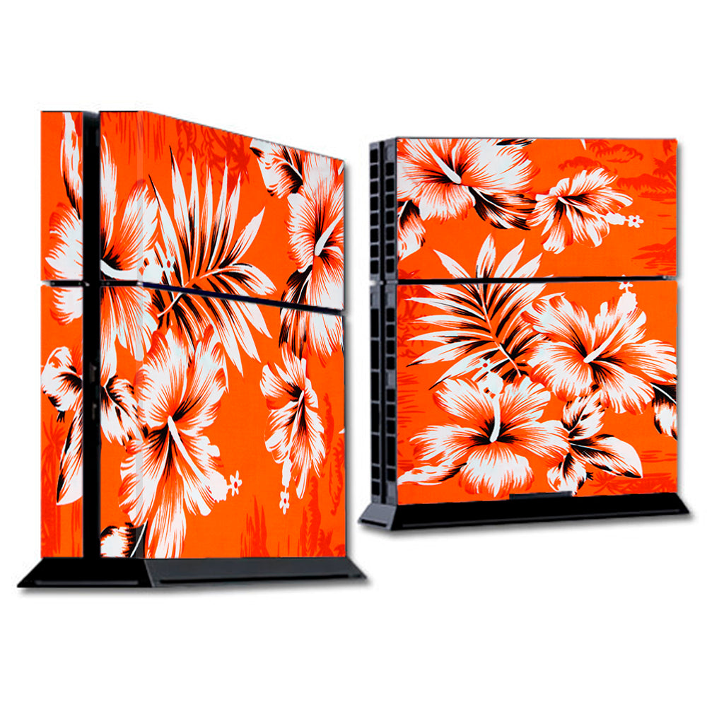  Orange Tropical Hibiscus Flowers Sony Playstation PS4 Skin