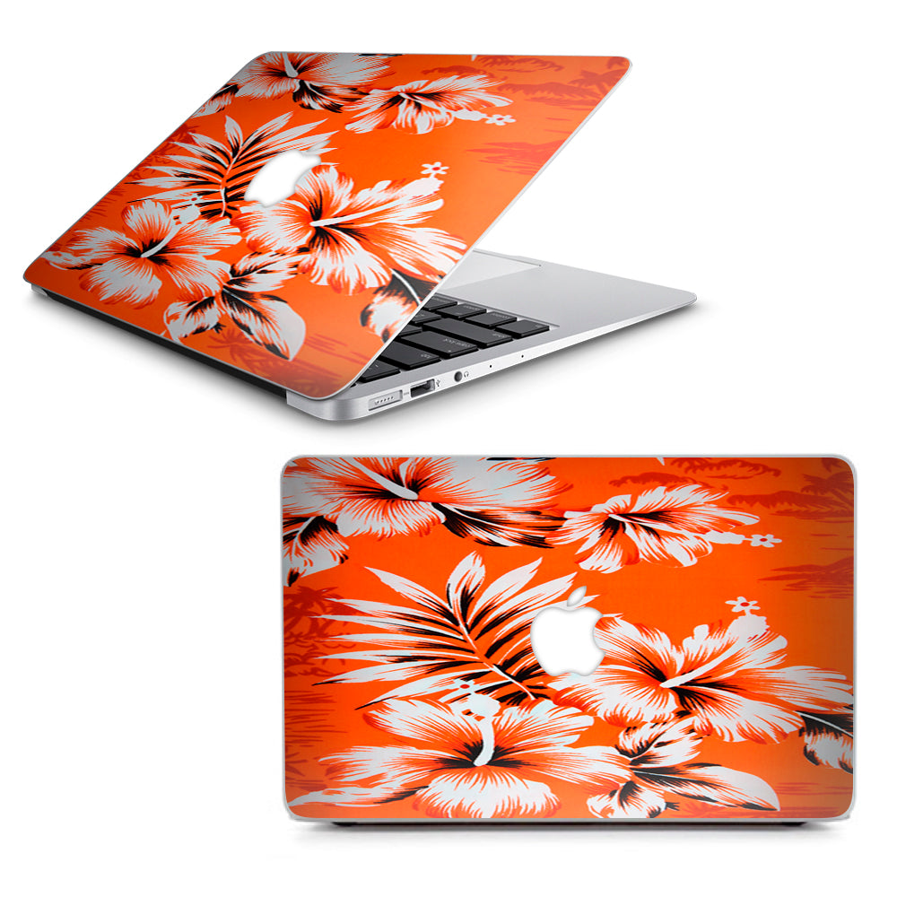  Orange Tropical Hibiscus Flowers Macbook Air 13" A1369 A1466 Skin