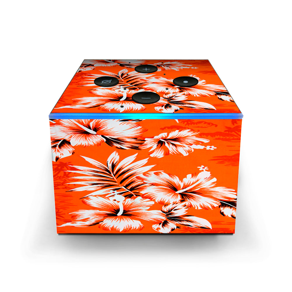  Orange Tropical Hibiscus Flowers Amazon Fire TV Cube Skin