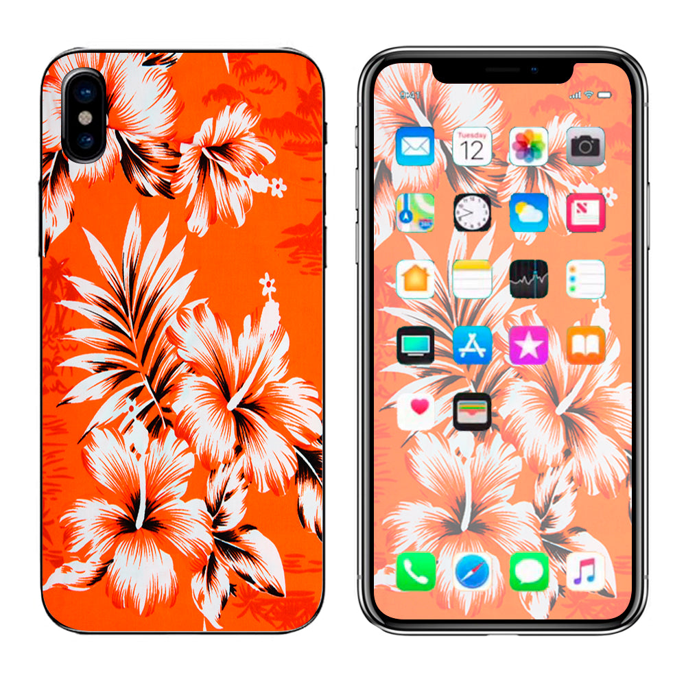  Orange Tropical Hibiscus Flowers Apple iPhone X Skin
