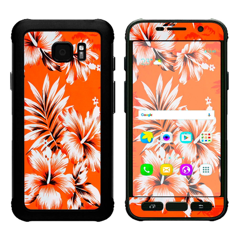  Orange Tropical Hibiscus Flowers Samsung Galaxy S7 Active Skin