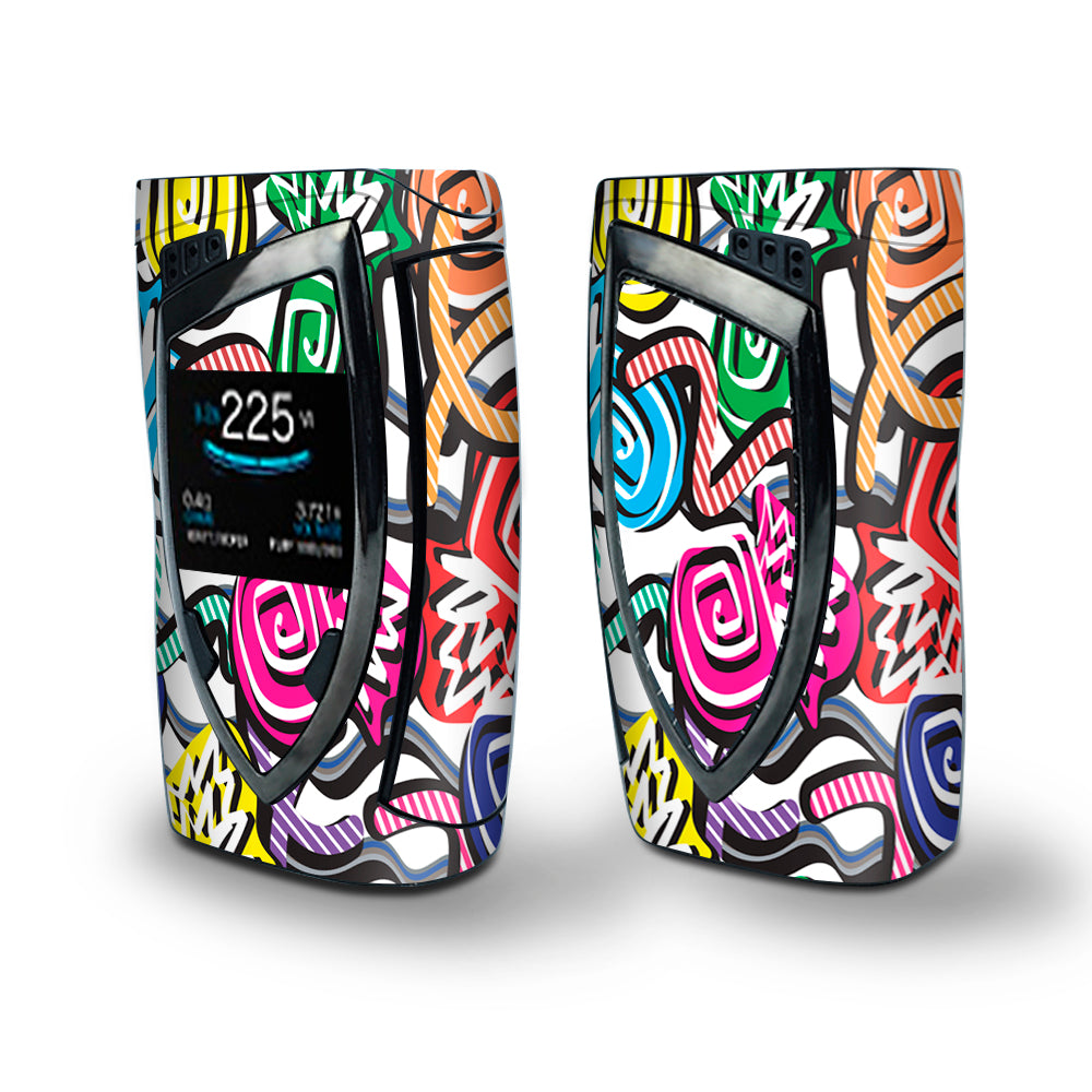 Skin Decal Vinyl Wrap for Smok Devilkin Kit 225w Vape (includes TFV12 Prince Tank Skins) skins cover / Squiggles Swirls pop art