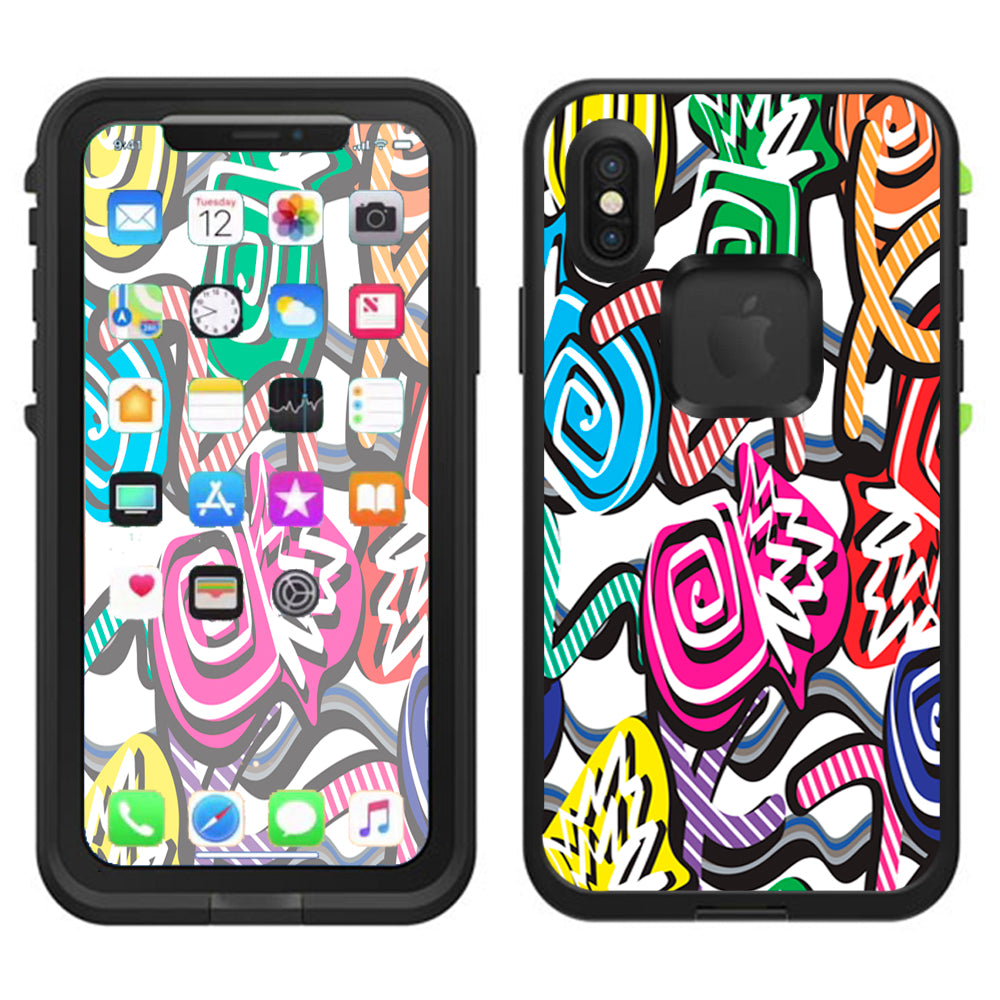  Squiggles Swirls Pop Art Lifeproof Fre Case iPhone X Skin