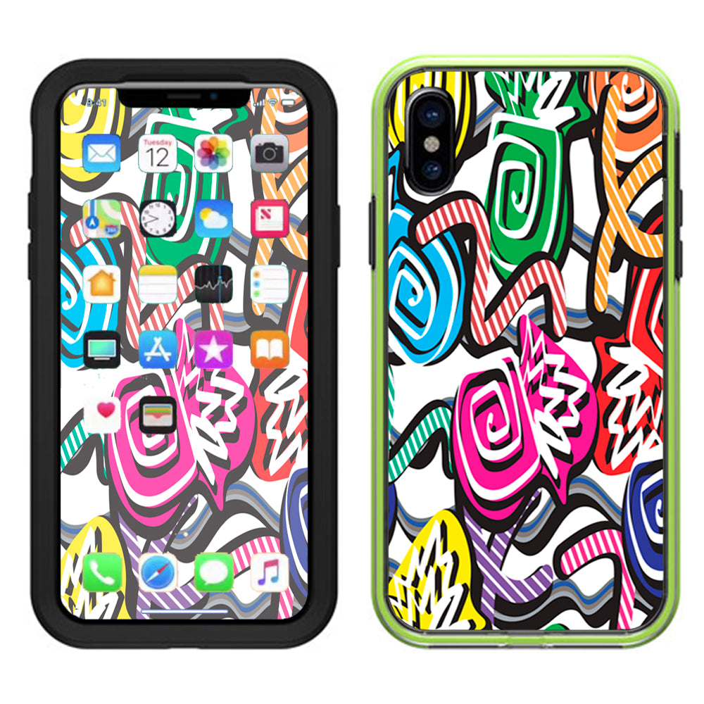  Squiggles Swirls Pop Art Lifeproof Slam Case iPhone X Skin