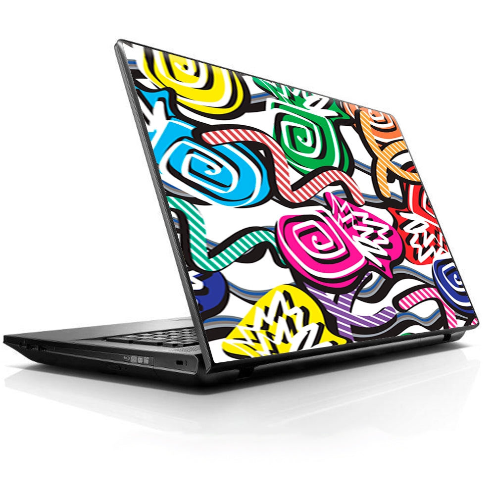  Squiggles Swirls Pop Art HP Dell Compaq Mac Asus Acer 13 to 16 inch Skin