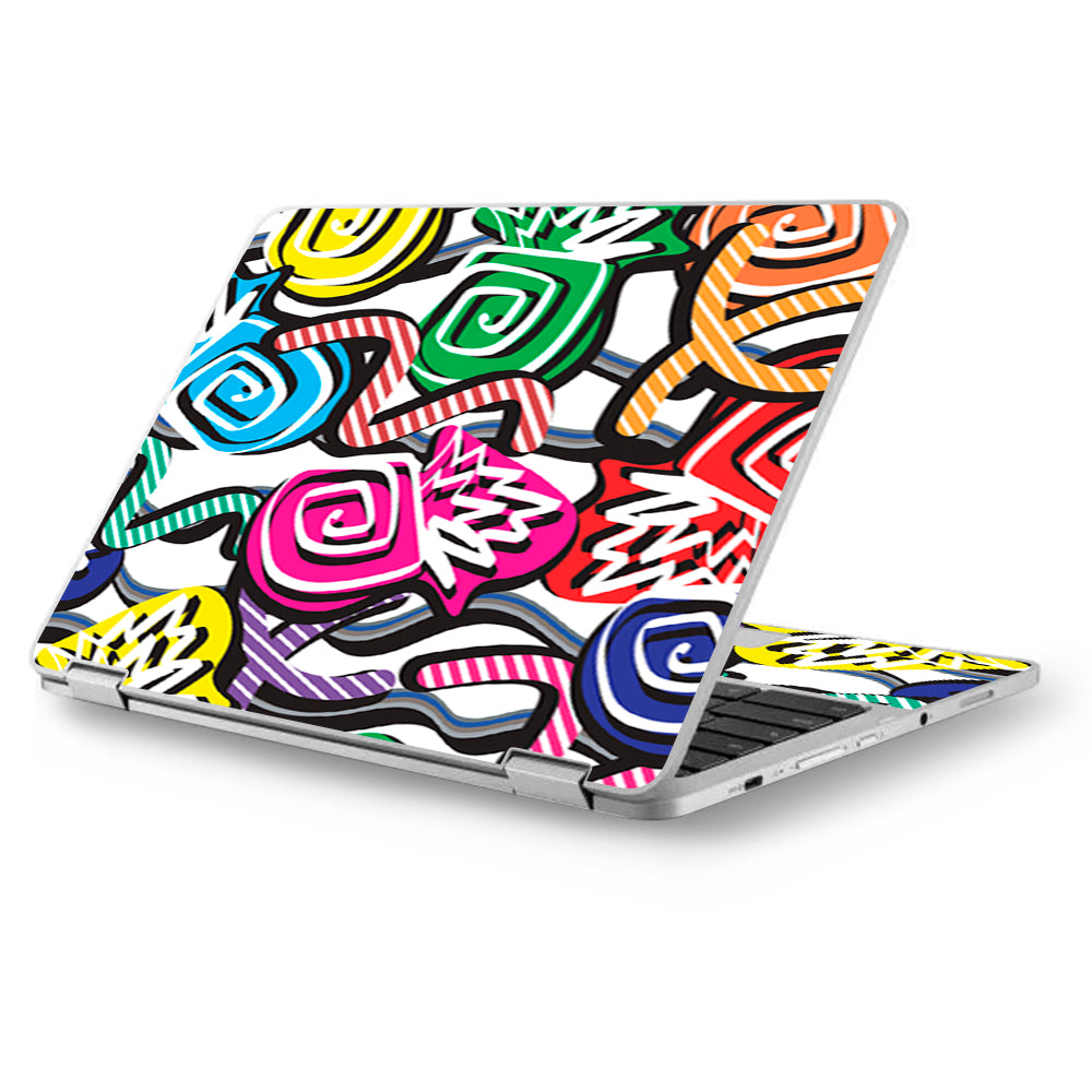  Squiggles Swirls Pop Art Asus Chromebook Flip 12.5" Skin