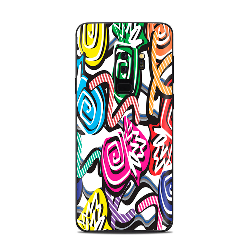  Squiggles Swirls Pop Art Samsung Galaxy S9 Plus Skin