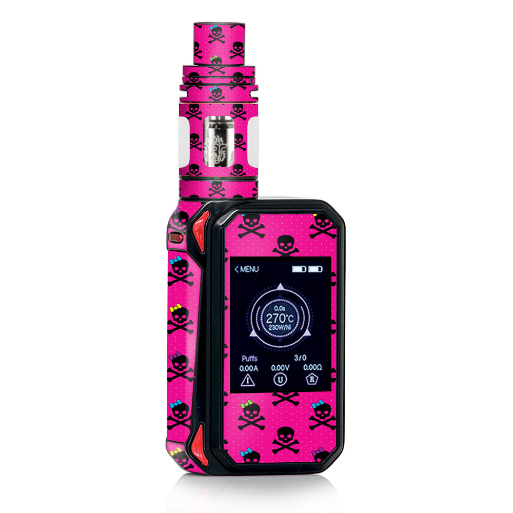 smok vape mod Skin Decal for G-Priv 2 / Girl Bow skulls feminine pink – Sabor:Blue Rancher Style_Advanced Kit Where Can You Buy