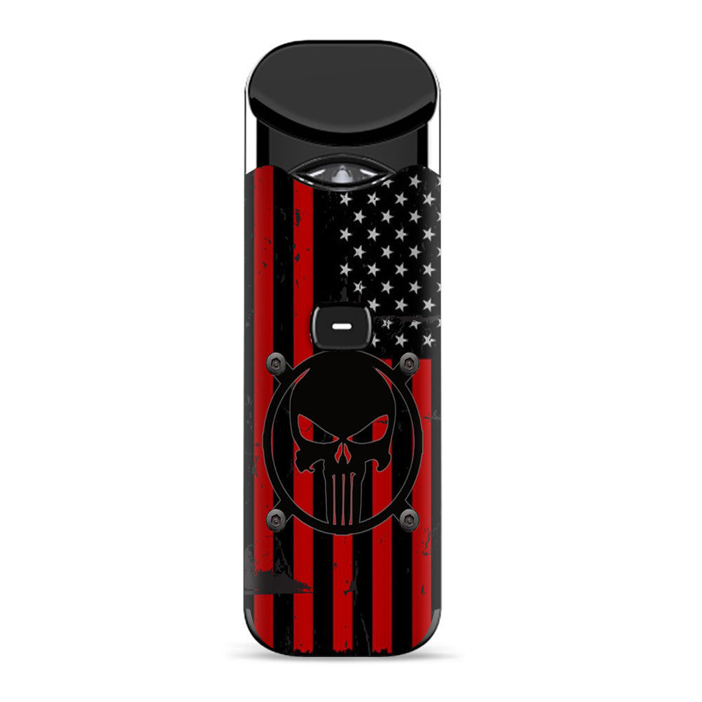  Red American Flag Black Punish Badge Smok Nord Skin