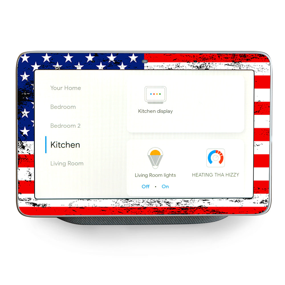American Flag Distressed Red White Blue Google Home Hub Skin