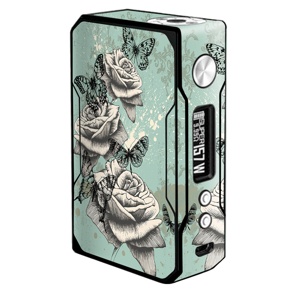  Butterflies Roses Teal Distressed Vintage VooPoo  Drag Skin