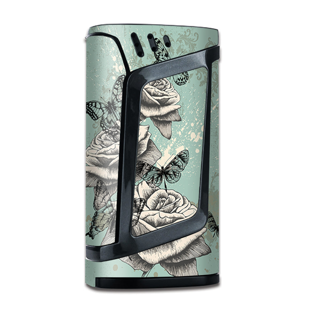  Butterflies Roses Teal Distressed Vintage Smok Alien Skin