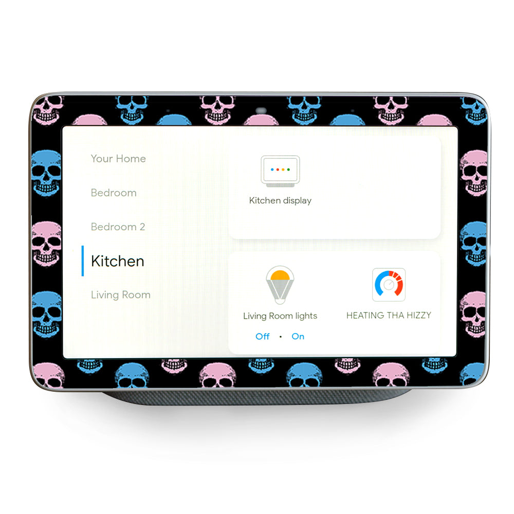 Pink Blue Skulls Black Background Google Home Hub Skin