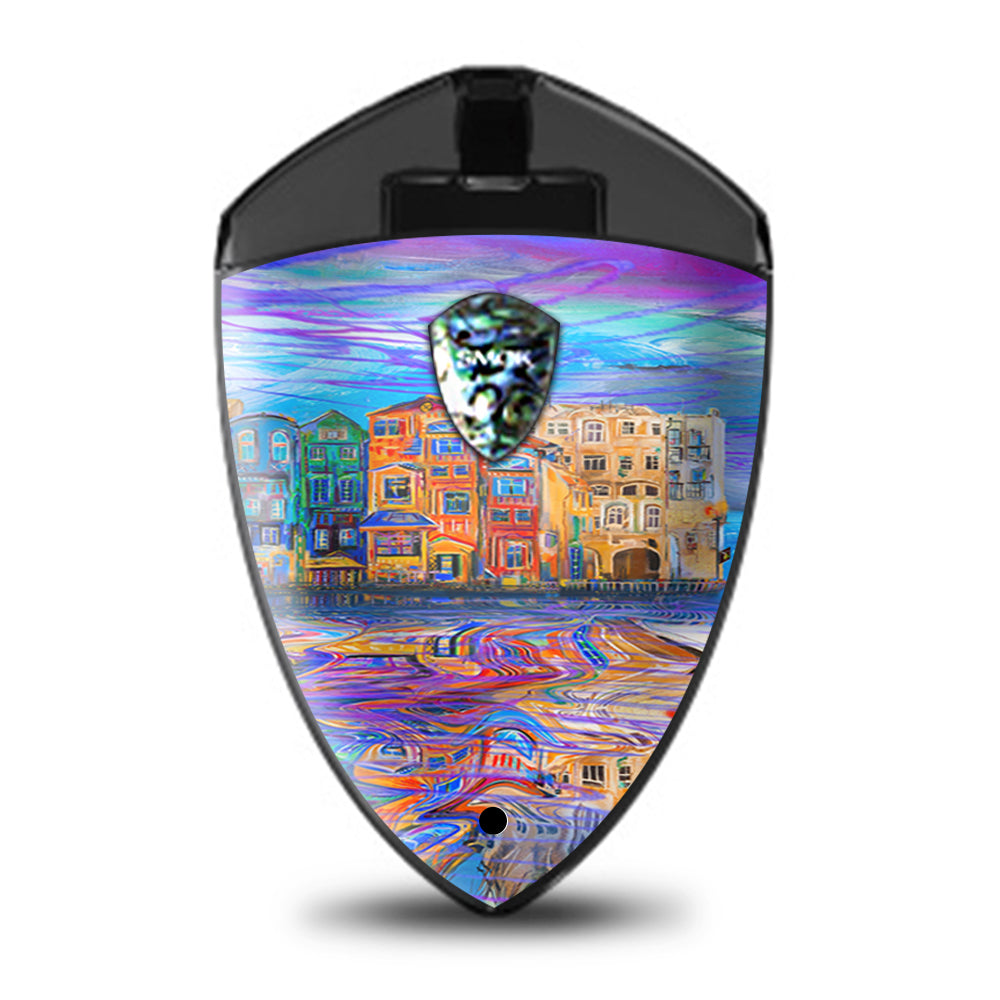  Colorful Oil Painting Water Reflection Town Homes Smok Rolo Badge Skin