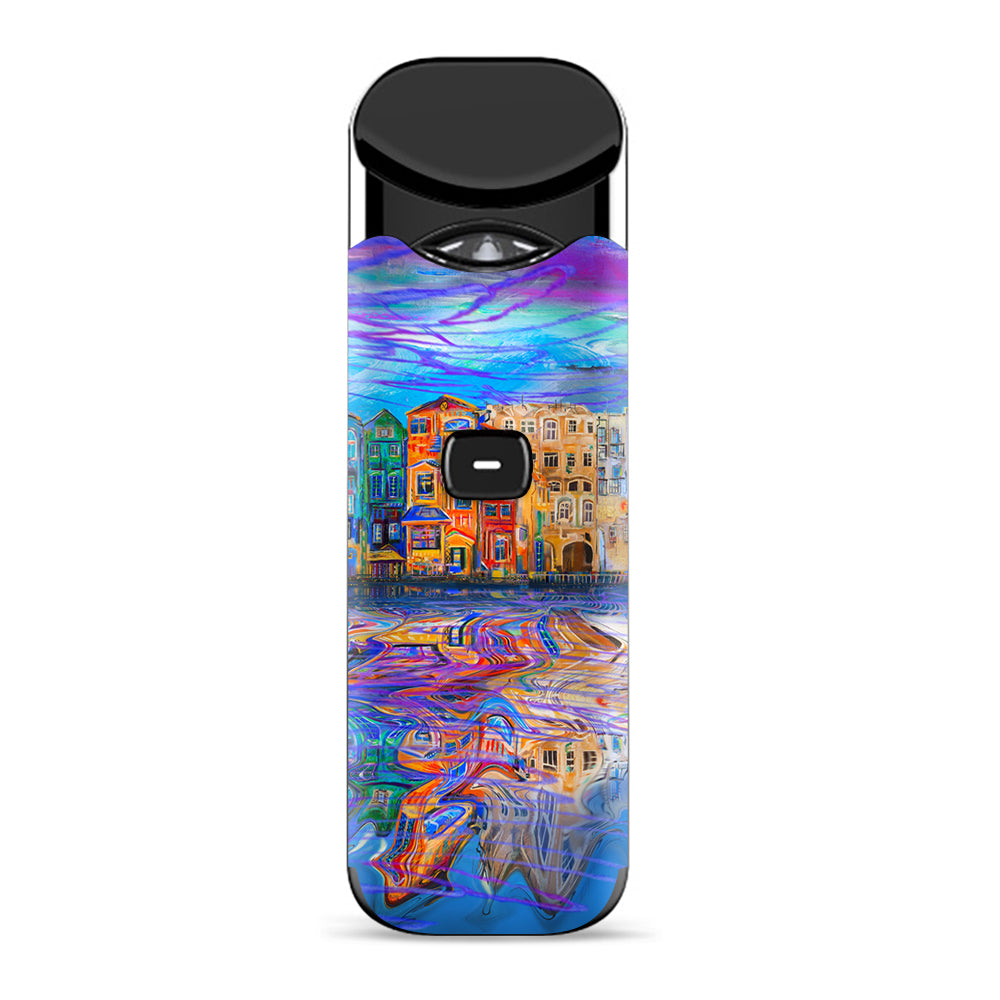  Colorful Oil Painting Water Reflection Town Homes Smok Nord Skin