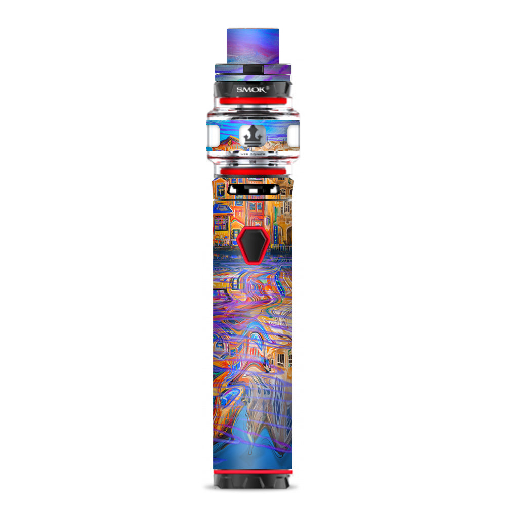  Colorful Oil Painting Water Reflection Town Homes Smok Stick Prince Skin