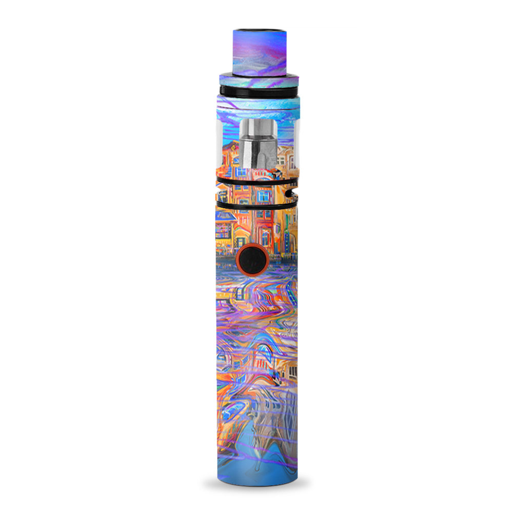  Colorful Oil Painting Water Reflection Town Homes Smok Stick V8 Skin