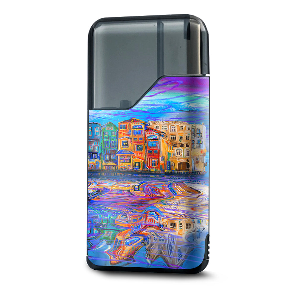  Colorful Oil Painting Water Reflection Town Homes Suorin Drop Skin