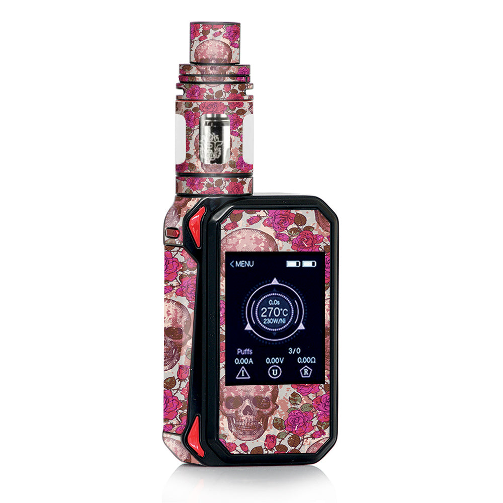 Skin Decal for Smok G-Priv 2 Mod Vape / pink roses with skulls distressed itsaskin.com Skin Decal for Smok G-Priv 2 Mod Vape / pink roses with skulls distressed itsaskin.com
