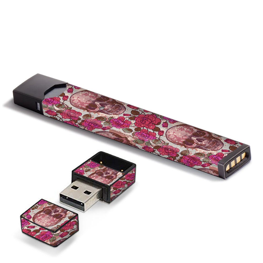  Pink Roses With Skulls Distressed  JUUL Skin