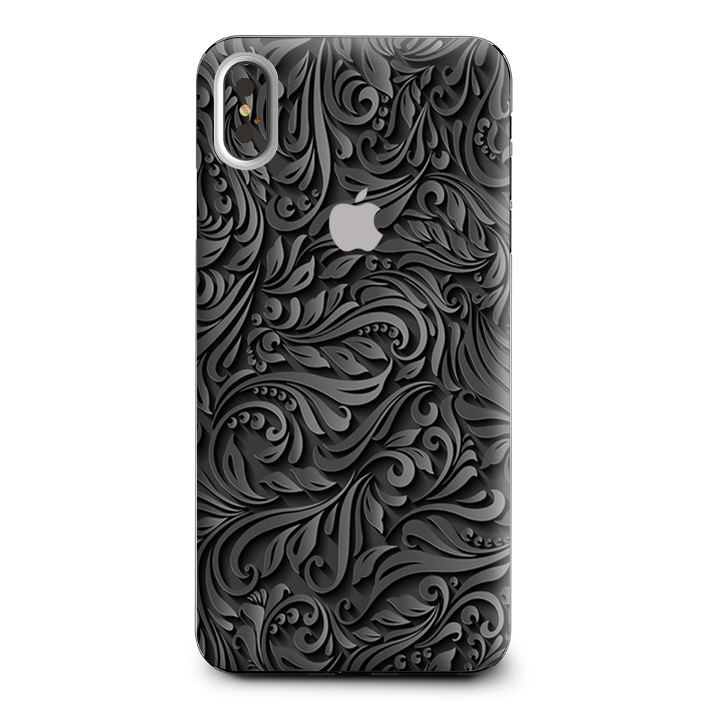 Black Flowers Floral Pattern Apple iPhone XS Max Skin