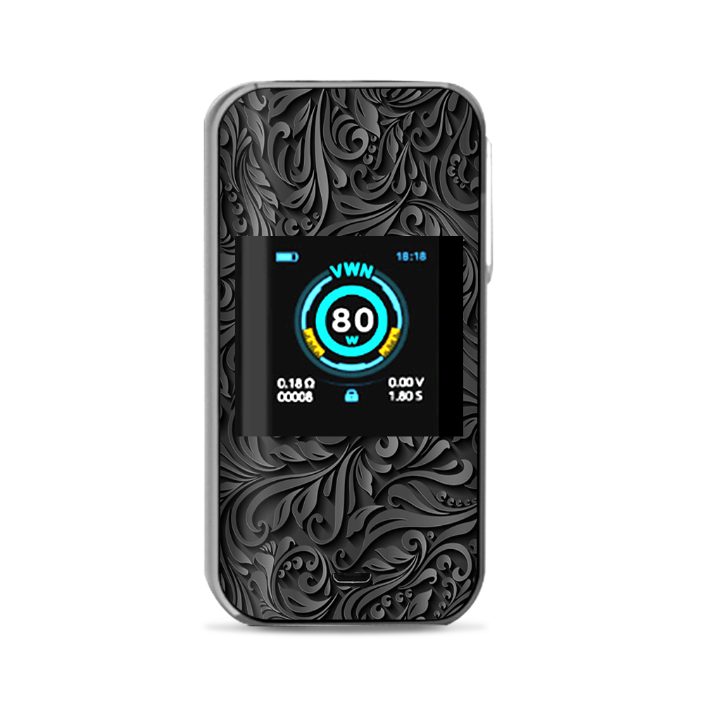  Black Flowers Floral Pattern Vaporesso Luxe Nano Kit Skin