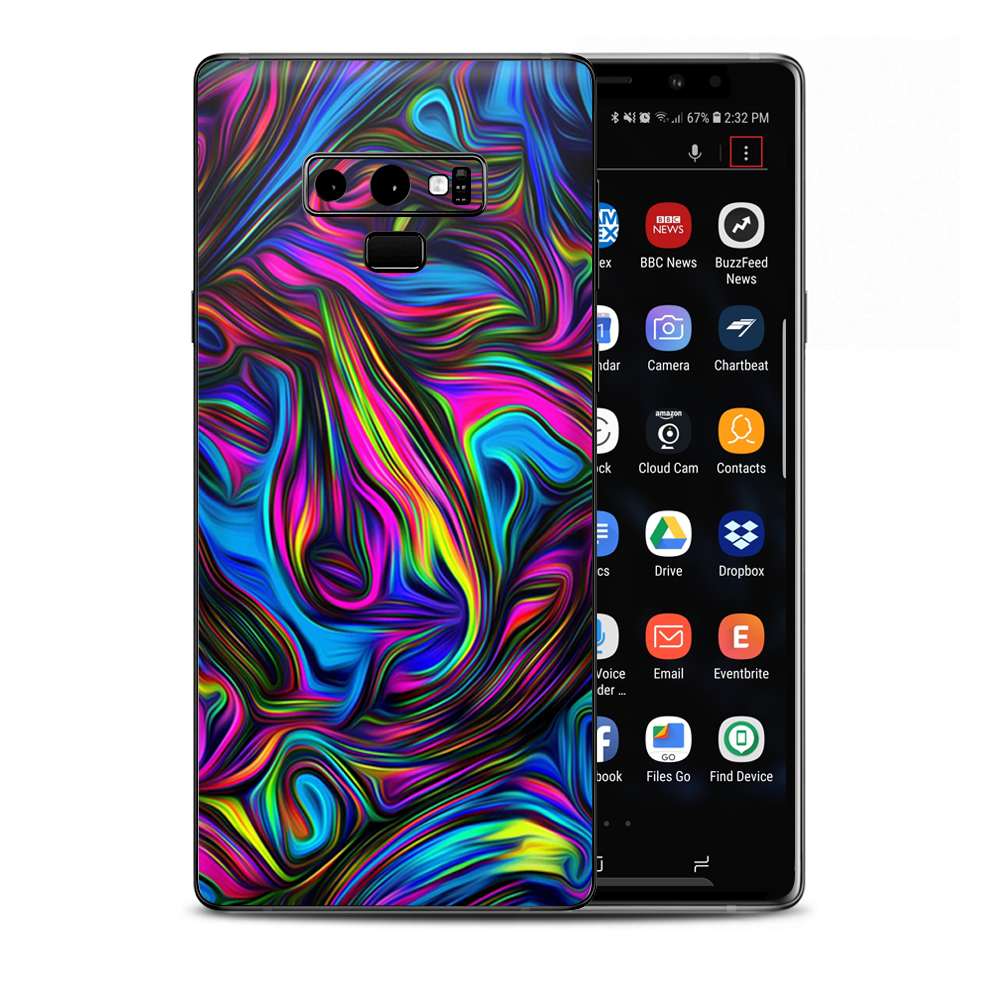 Neon Color Swirl Glass Samsung Galaxy Note 9 Skin