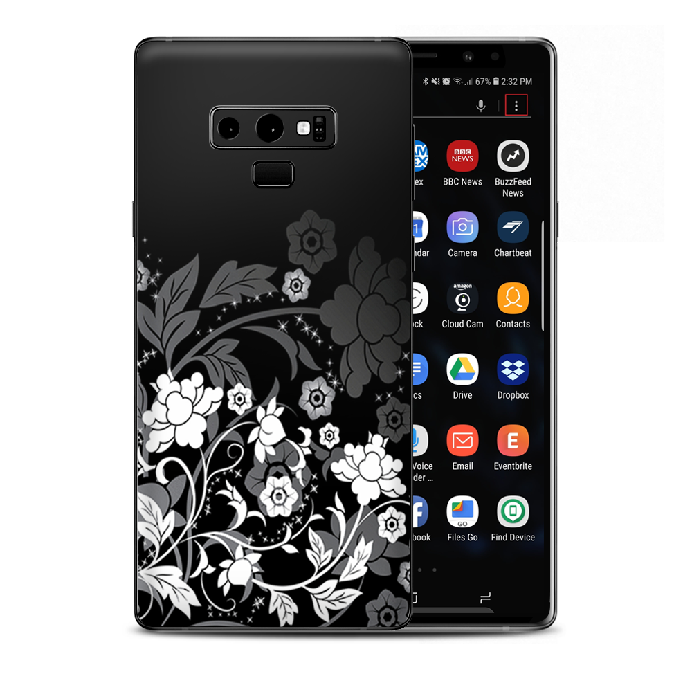 Black Floral Pattern Samsung Galaxy Note 9 Skin