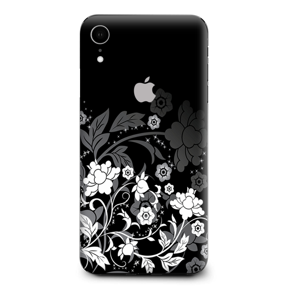Black Floral Pattern Apple iPhone XR Skin