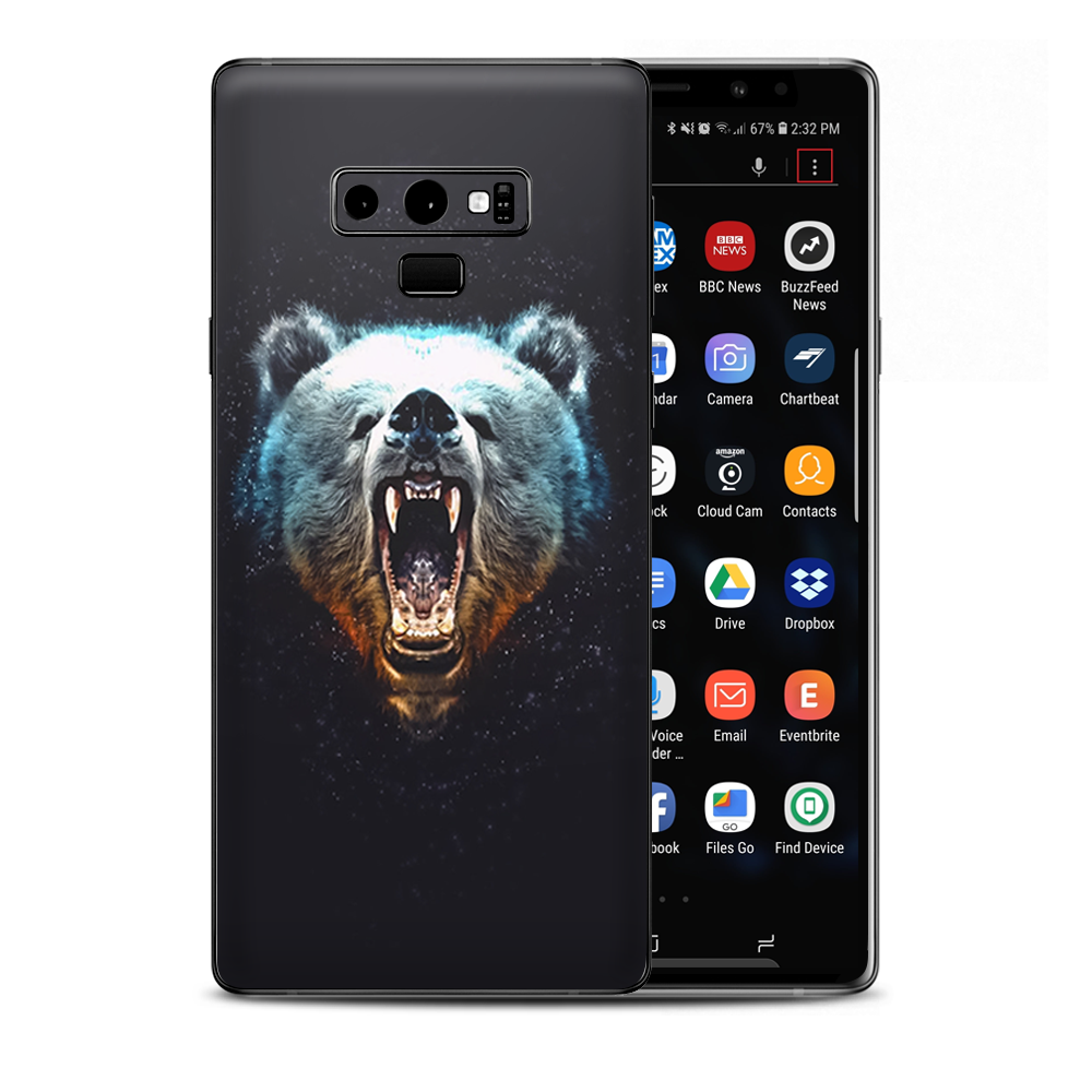 Growling Bear Head Samsung Galaxy Note 9 Skin