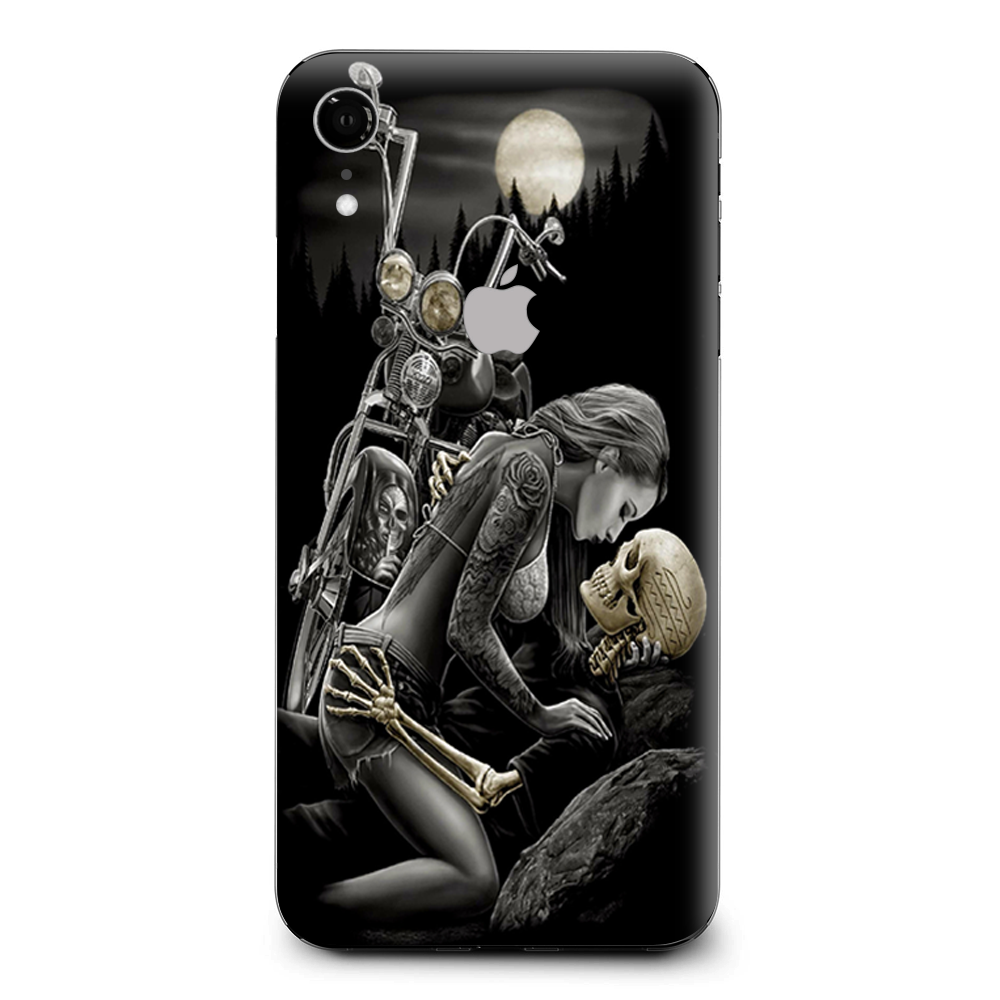Biker Skeleton Full Moon Tattoo Apple iPhone XR Skin