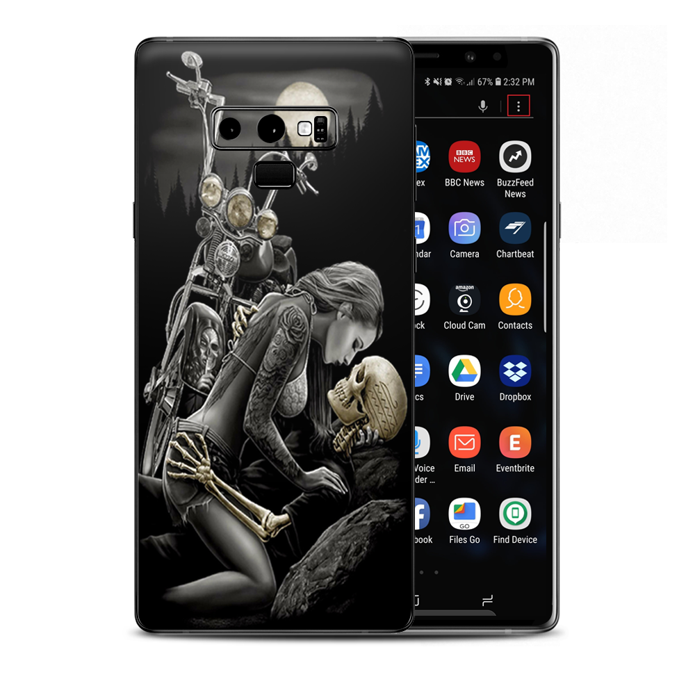 Biker Skeleton Full Moon Tattoo Samsung Galaxy Note 9 Skin