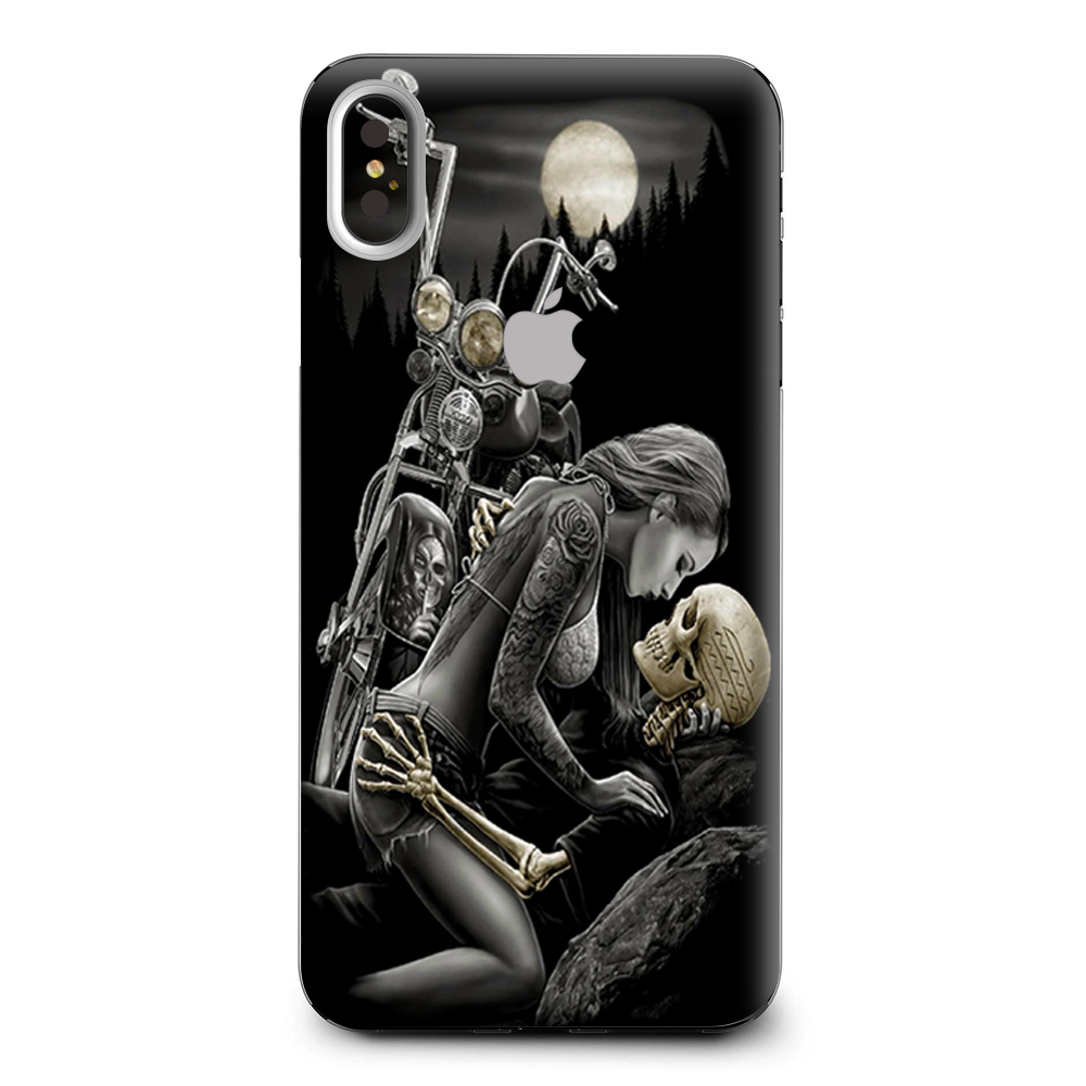 Biker Skeleton Full Moon Tattoo Apple iPhone XS Max Skin