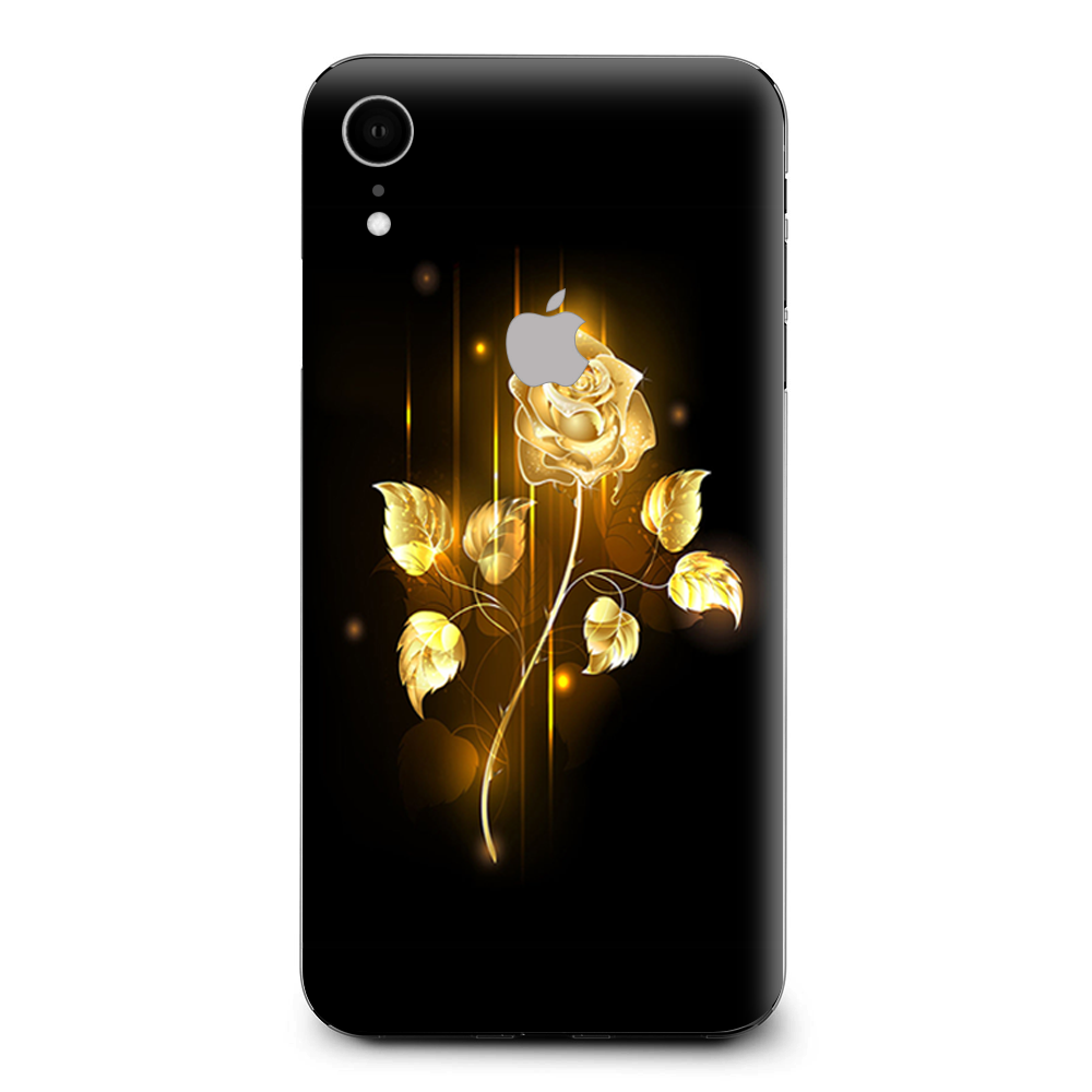 Gold Rose Glowing Apple iPhone XR Skin