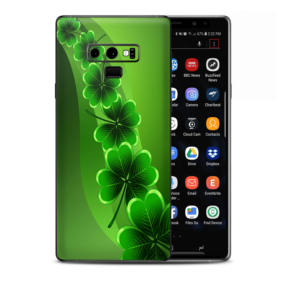 Shamrocks 4 Leaf Clover Samsung Galaxy Note 9 Skin