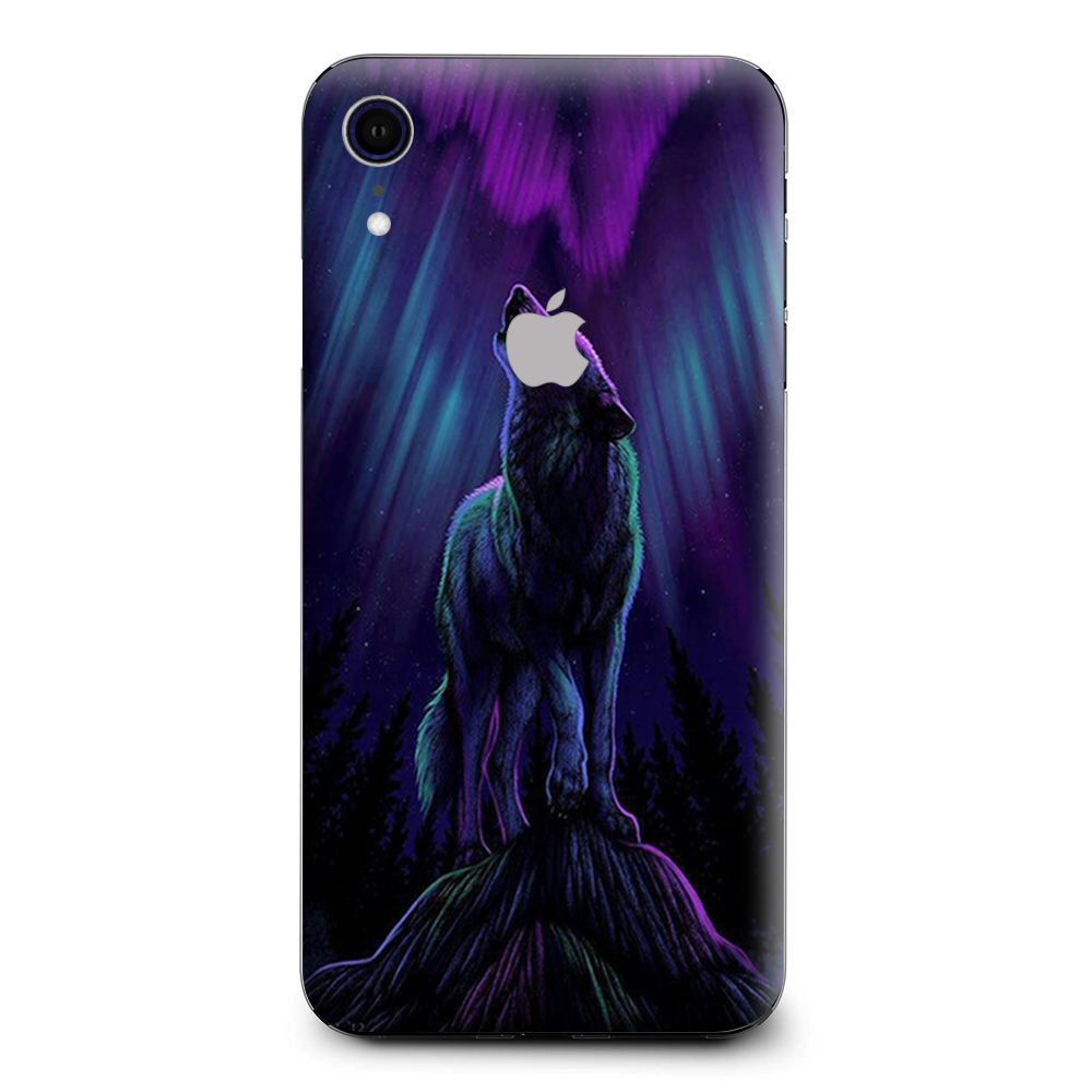 Wolf In Glowing Purple Background Apple iPhone XR Skin