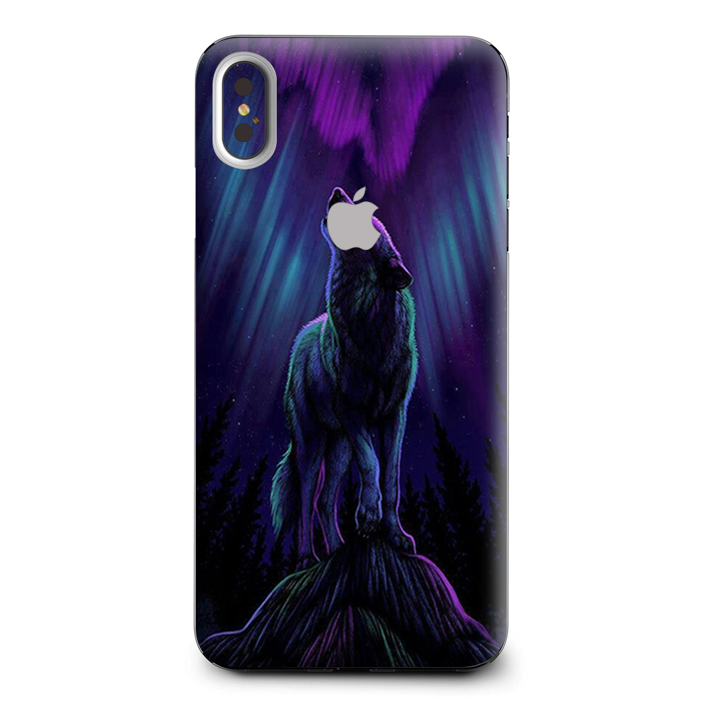 Wolf In Glowing Purple Background Apple iPhone XS Max Skin