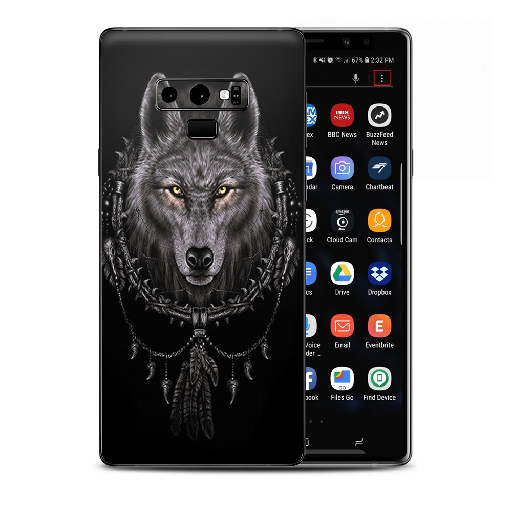 Wolf Dreamcatcher Back White Samsung Galaxy Note 9 Skin