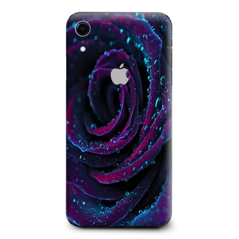 Purple Rose Pedals Water Drops Apple iPhone XR Skin