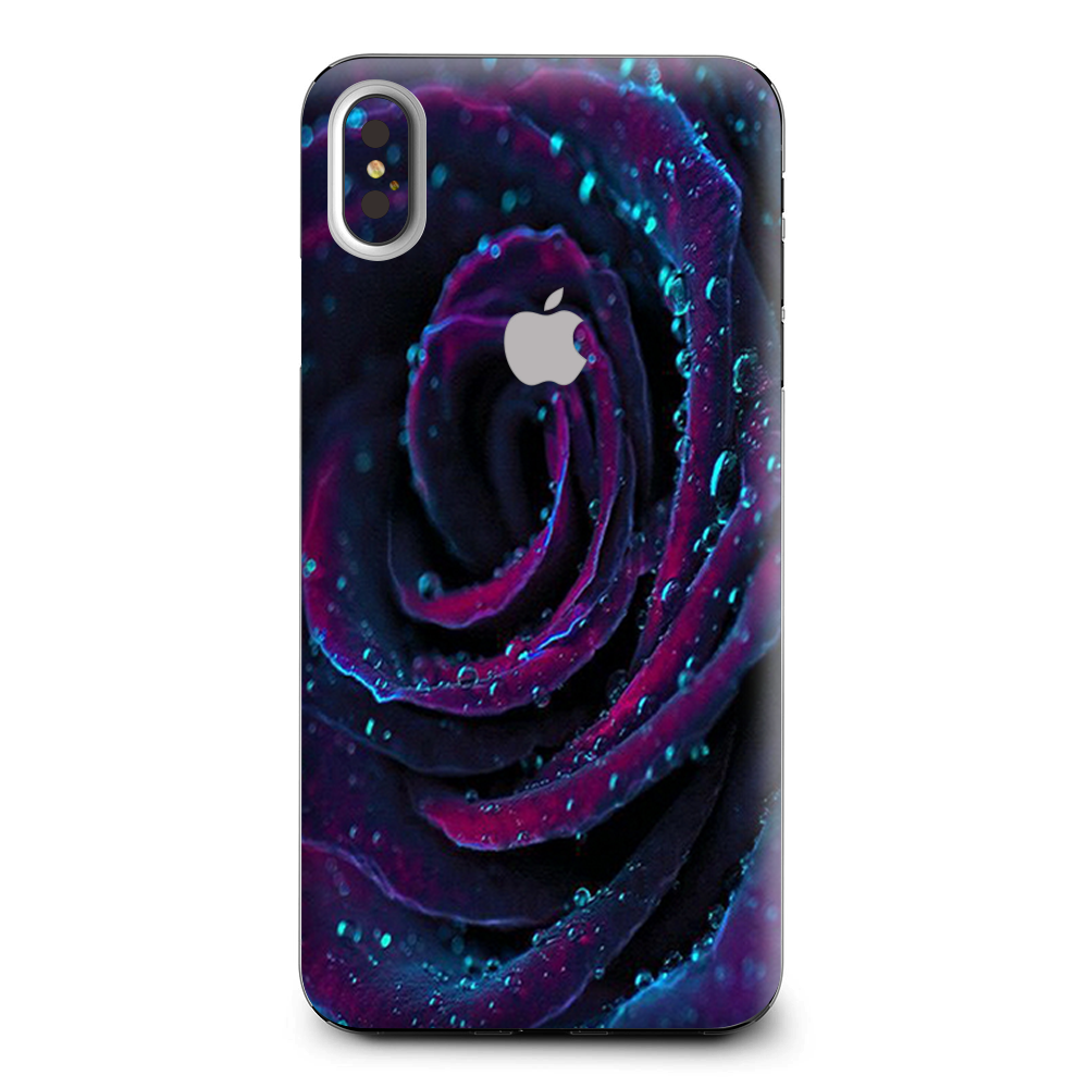 Purple Rose Pedals Water Drops Apple iPhone XS Max Skin