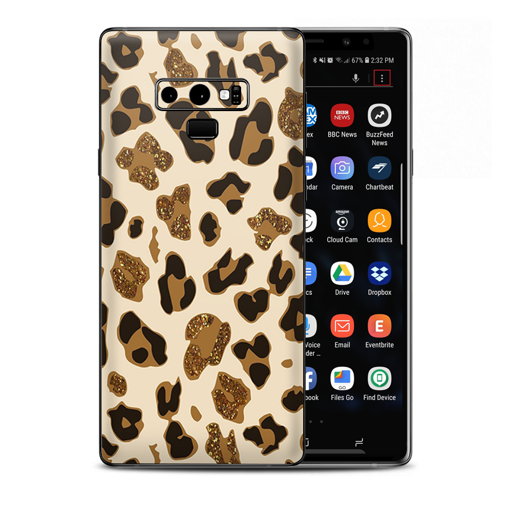 Leopard Print Glitter Print (Not Real Glitter) Samsung Galaxy Note 9 Skin