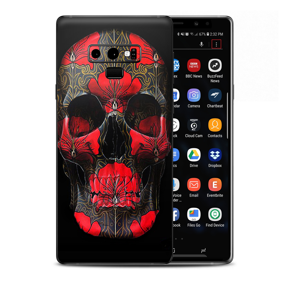 Dark Flowers Skull Art Samsung Galaxy Note 9 Skin