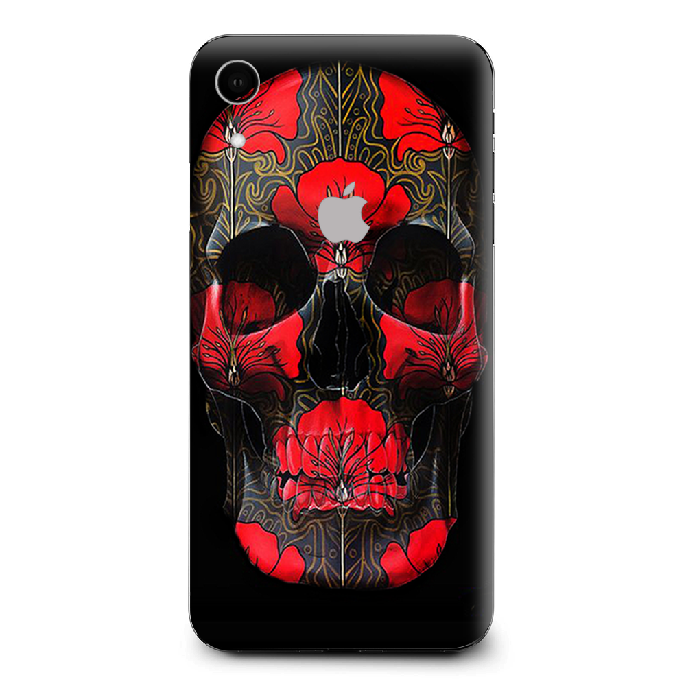 Dark Flowers Skull Art Apple iPhone XR Skin