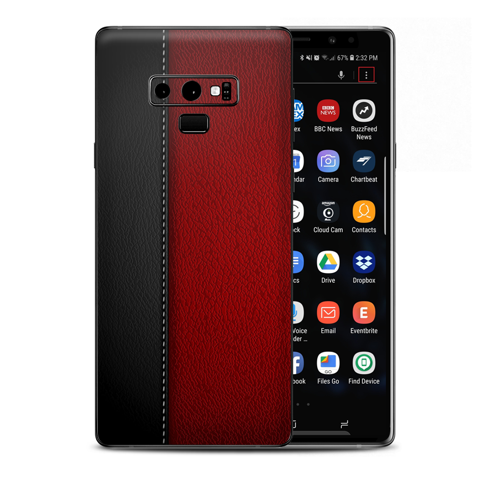 Black And Red Leather Pattern Samsung Galaxy Note 9 Skin