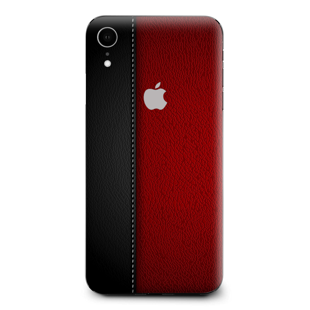 Black And Red Leather Pattern Apple iPhone XR Skin