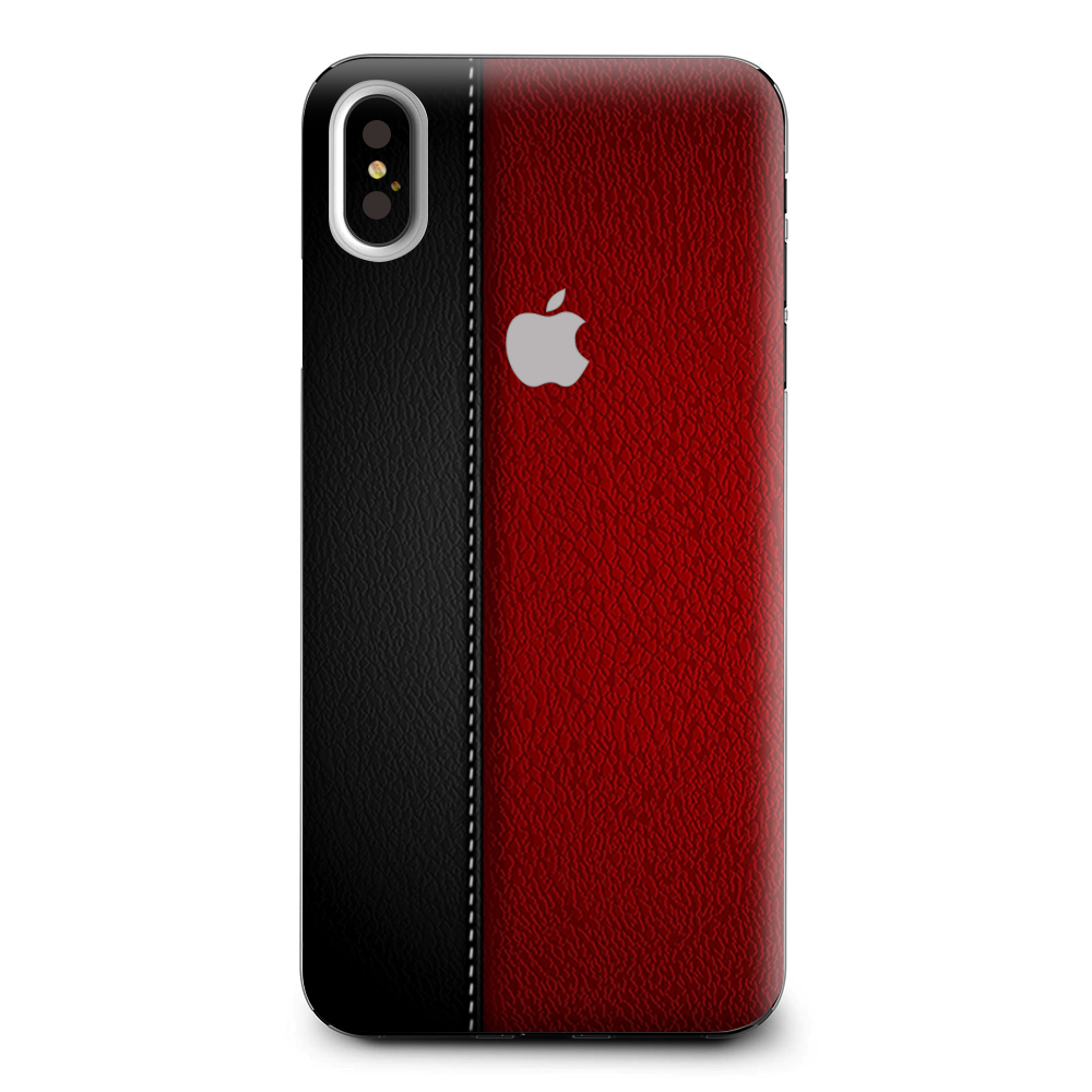 Black And Red Leather Pattern Apple iPhone XS Max Skin