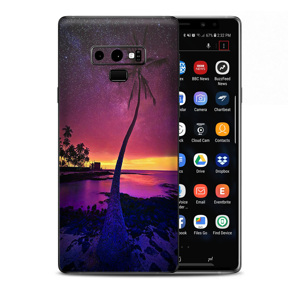 Palm Tree Stars And Sunset Purple Samsung Galaxy Note 9 Skin