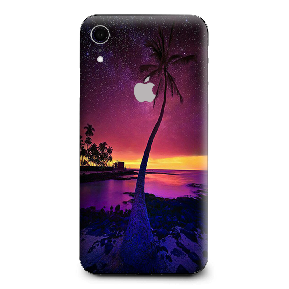 Palm Tree Stars And Sunset Purple Apple iPhone XR Skin